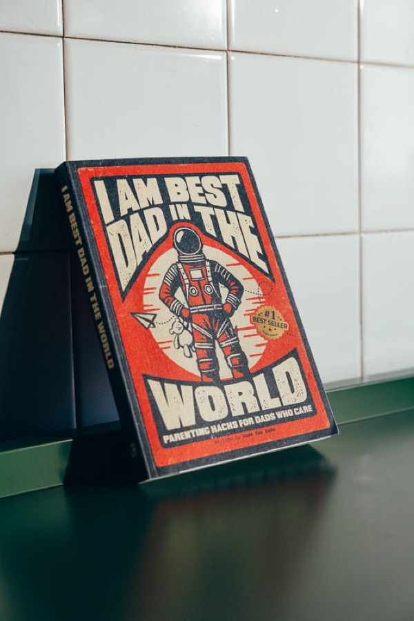 I Am Best Dad in the World book on a shelf